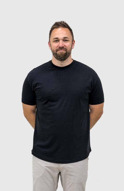 Curved Hem Crew Neck T-Shirt