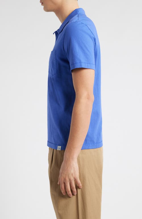 Merz B Schwanen Classic Organic Cotton Jersey Polo With Pocket In Vintage Blue