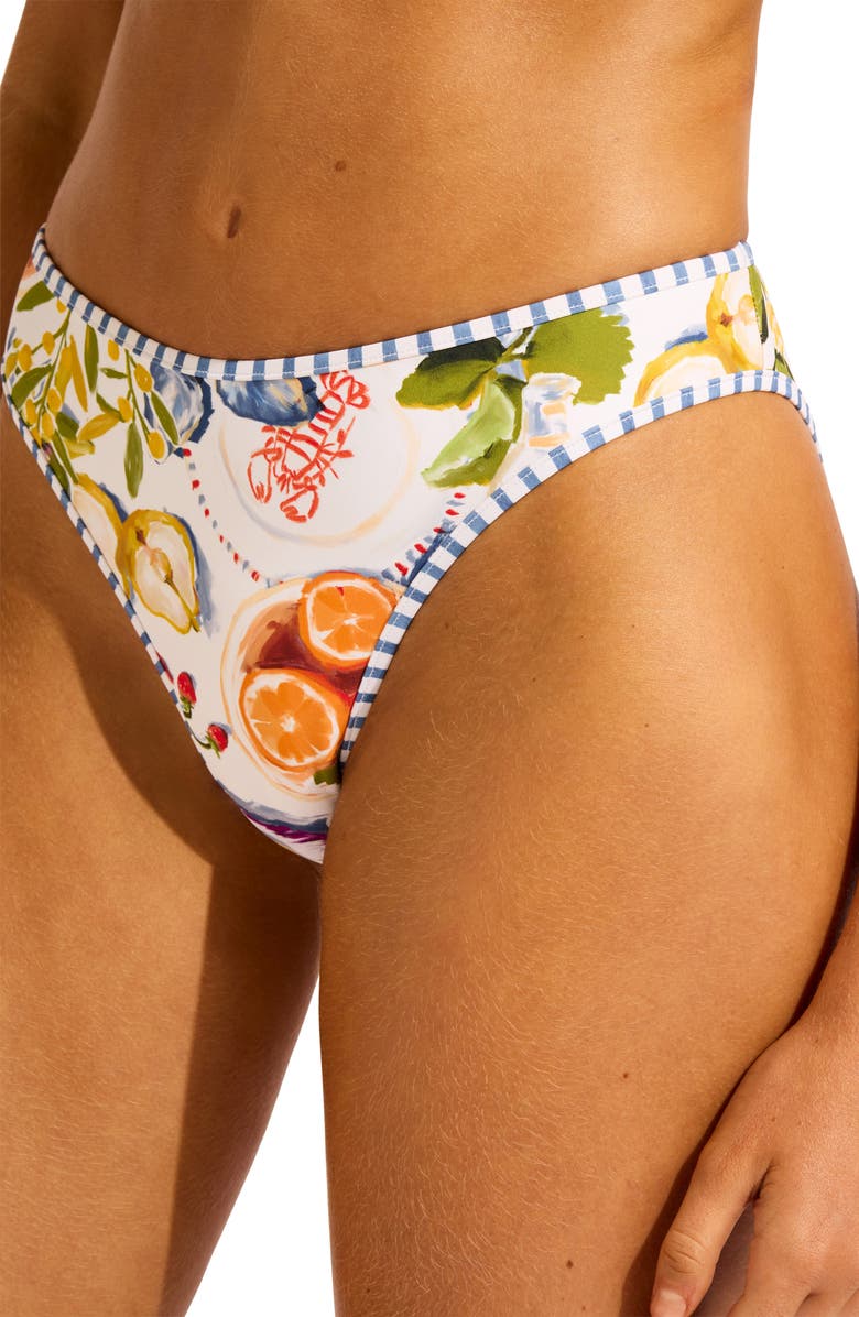 Seafolly High Cut Bikini Bottom, Alternate, color, White