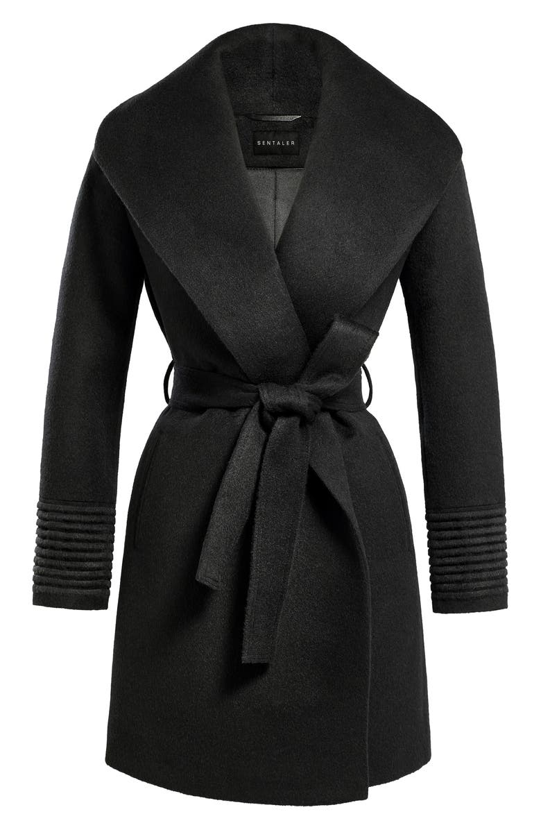 SENTALER Shawl Collar Alpaca & Wool Coat, Alternate, color, Black