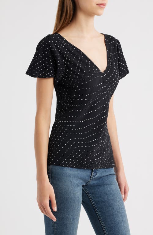 Rag & Bone Yvonne Print Flutter Sleeve Top In Black