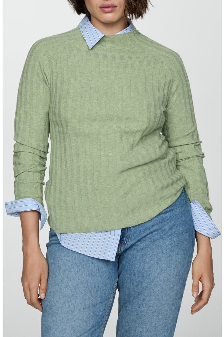 Flurry Rib Funnel Neck Sweater, Alternate, color, PASTEL GREEN