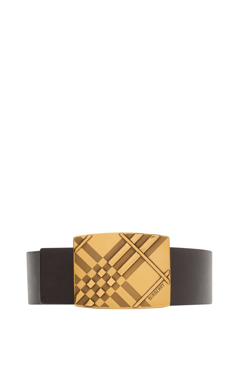 Burberry Reversible Engraved Check Belt, Main, color, Peat Brown/Sand Beige