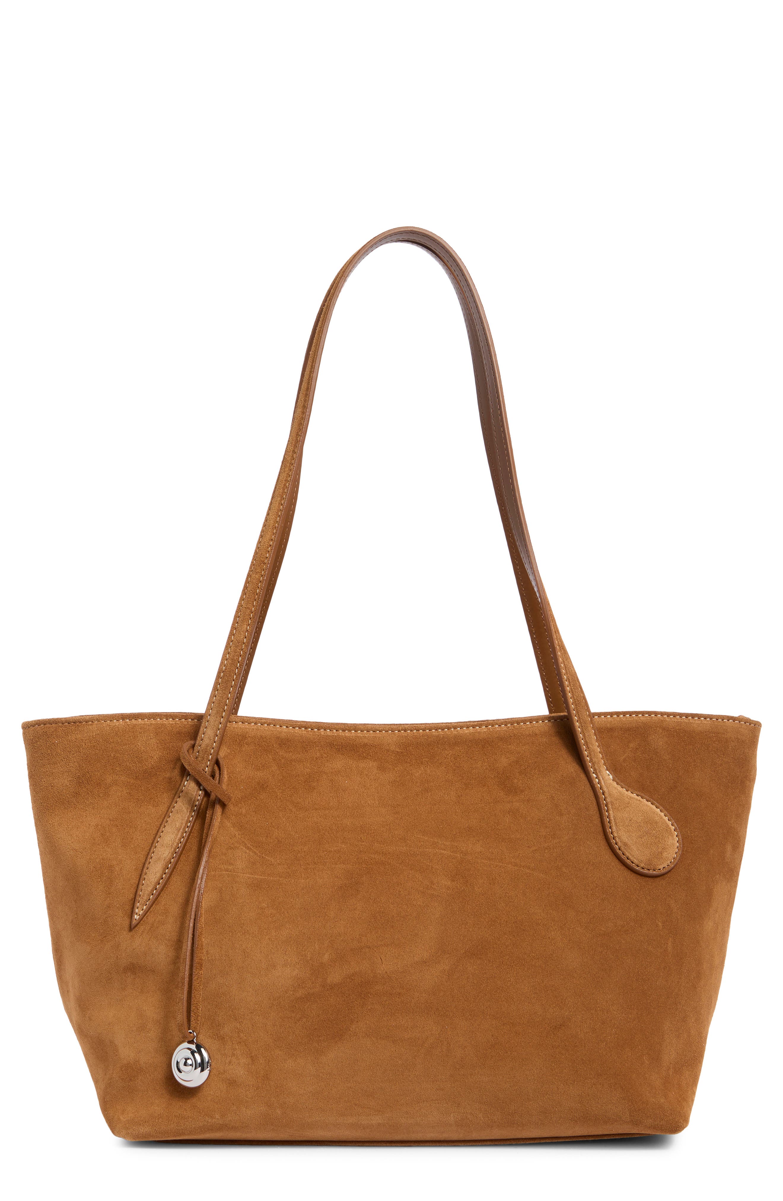 LIFFNER Sprout Midi Suede Tote, Main, color, Saddle Brown
