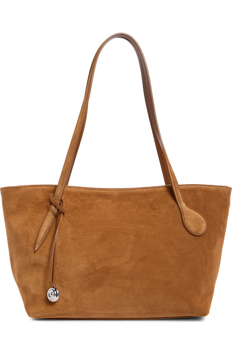LIFFNER Sprout Midi Suede Tote, Main, color, Saddle Brown