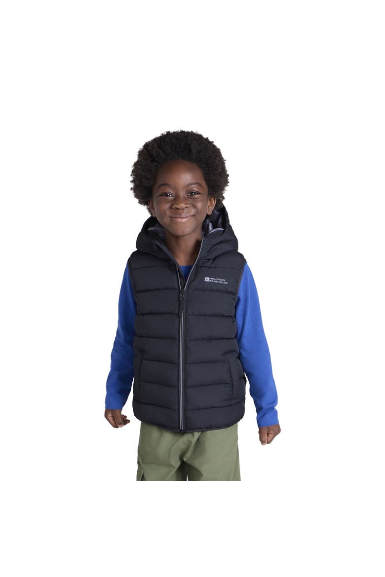 Childrens/Kids Rocko Water Resistant Hooded Sleeveless Body Warmer, Alternate, color, Black