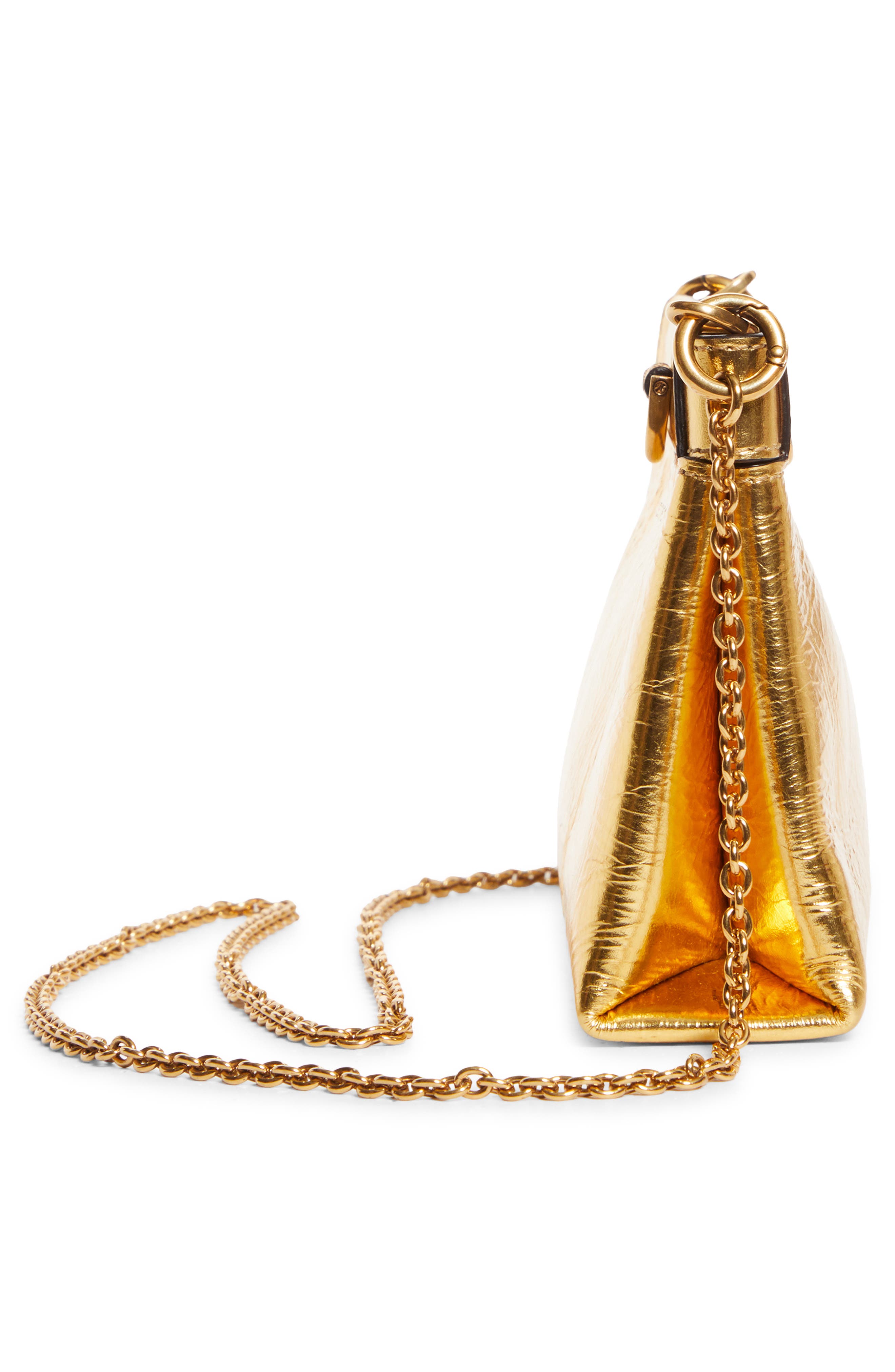 Etro Mini Talk Metallic Leather Clutch, Alternate, color, Gold