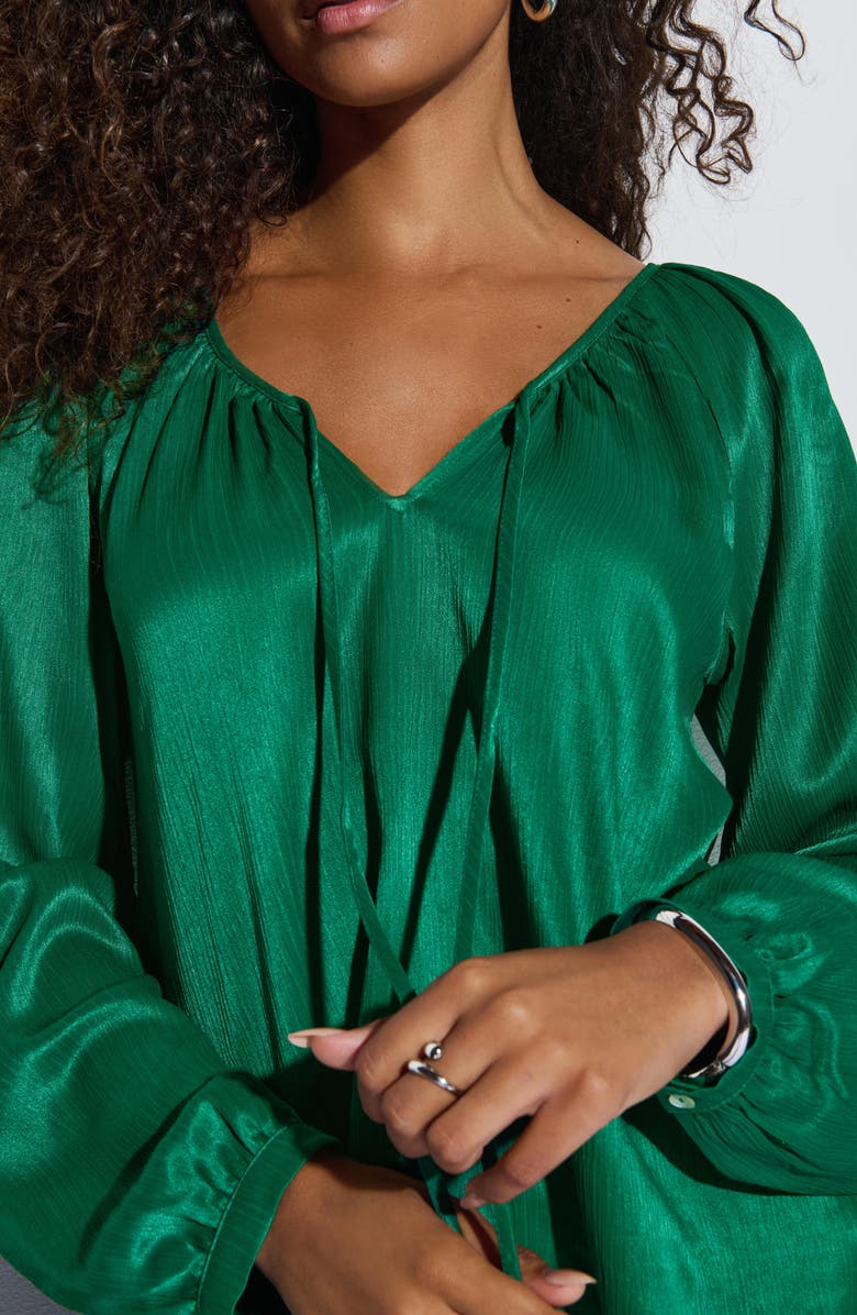 Nation LTD Ellie Tie Neck Satin Top, Alternate, color, Forest
