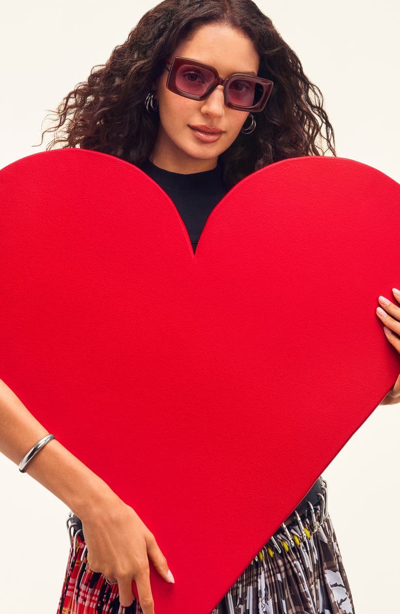 QUAY Talk Show 53mm Square Sunglasses, Alternate, color, Dark Brown/ Magenta