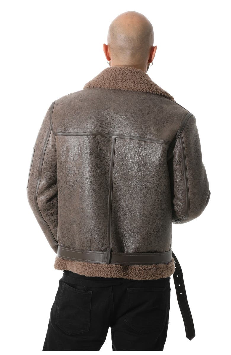 Furniq UK Samuel Textured Shearing Pilot Jacket, Alternate, color, Taupe Brown