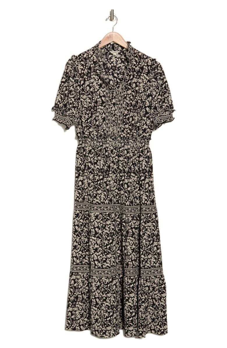 MAX STUDIO Floral Puff Sleeve Tiered Maxi Dress, Alternate, color, 