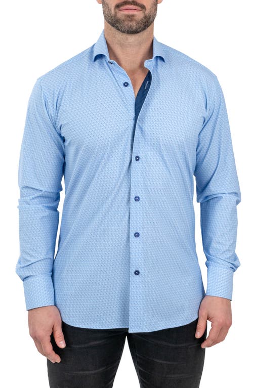 Maceoo Einstein Stretch Dandy Button-Up Shirt in Blue 