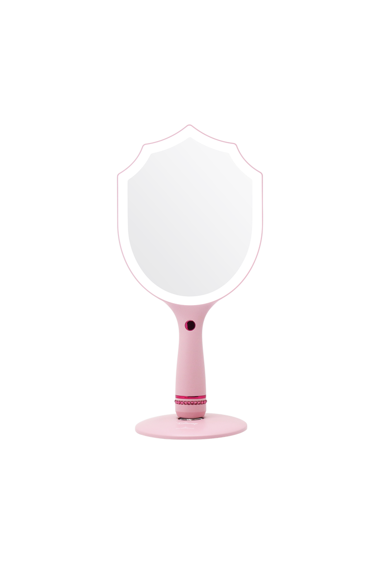 Aurora LED Handheld Makeup Mirror with Standing Base, Alternate, color, Pink
