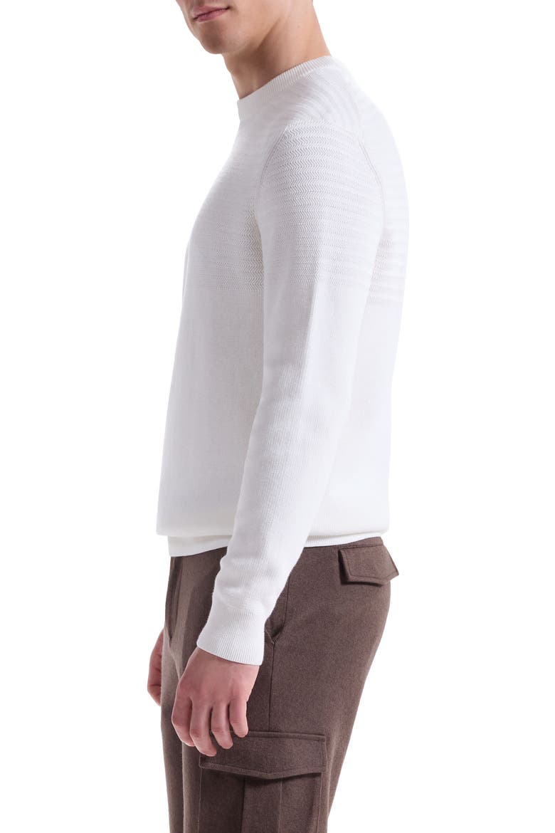 Mixed Stitch Cotton Crewneck Sweater, Alternate, color, CHALK