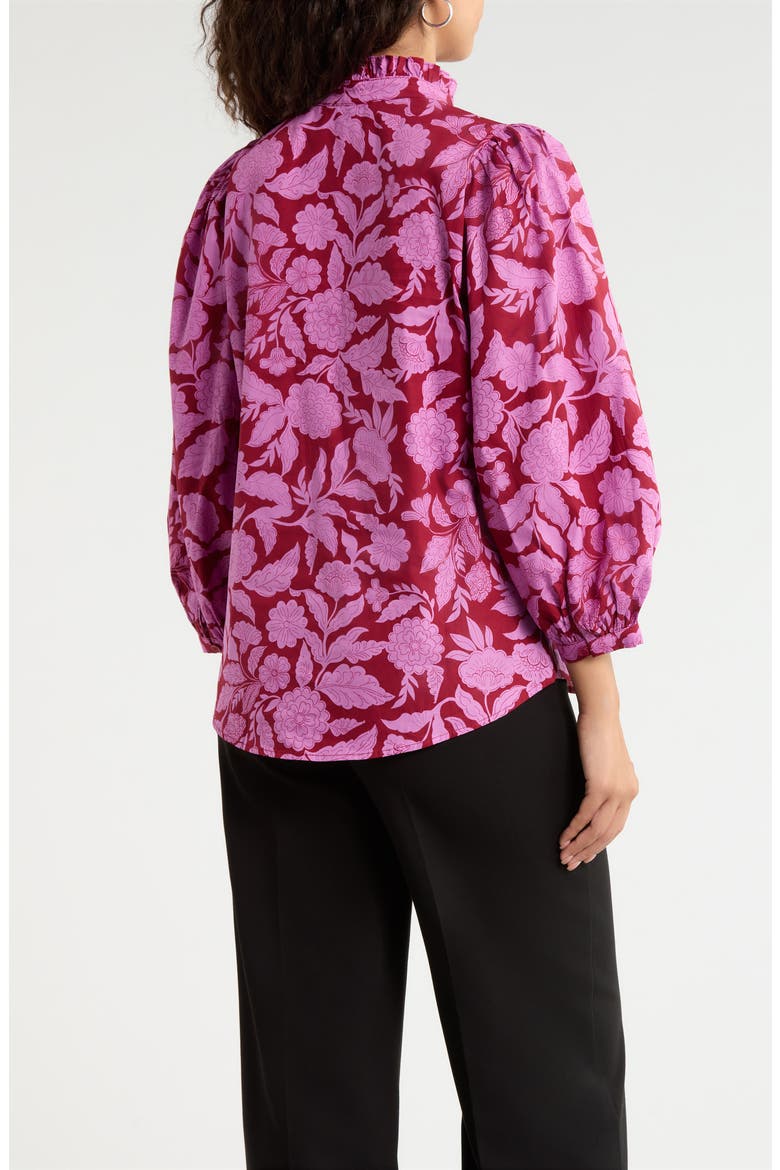 Yunice Floral Button-Up Top, Alternate, color, BURGUNDY-PINK