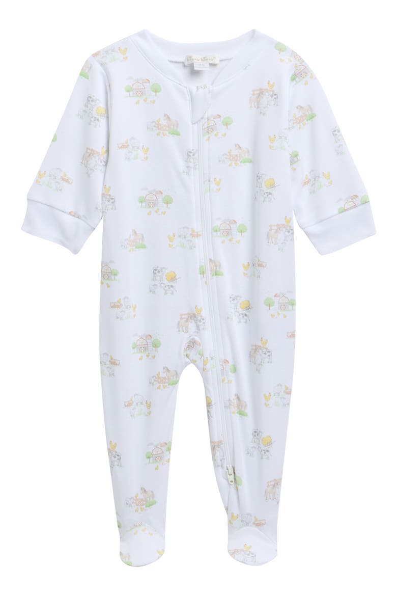 Pima Cotton Zip Footie, Main, color, MULTI WHITE