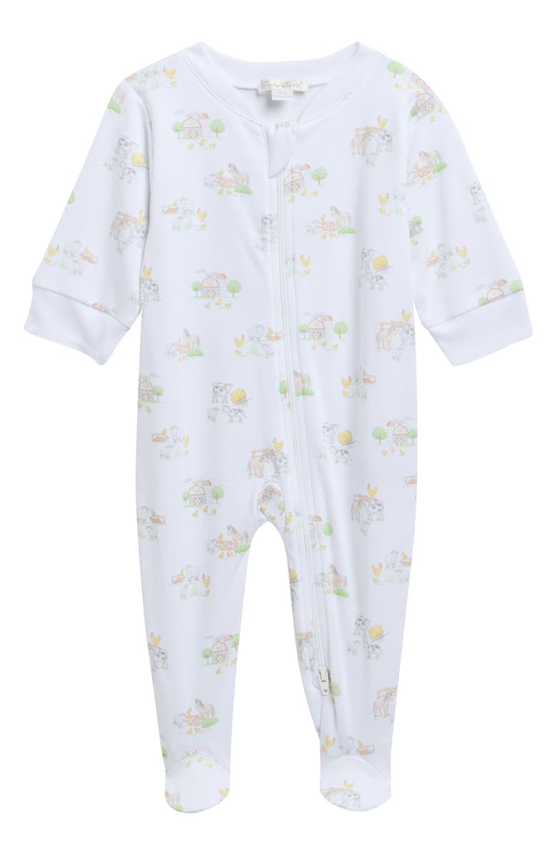 Kissy Kissy Pima Cotton Zip Footie, Main, color, Multi White