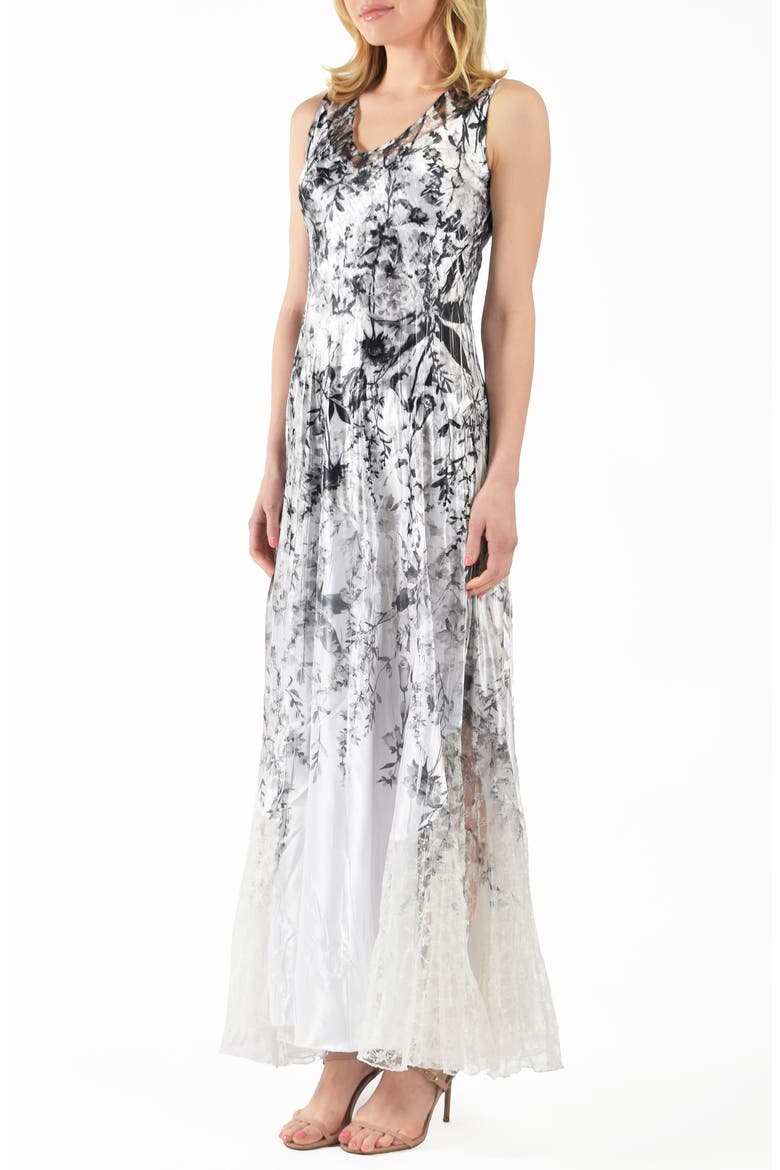 Lace-Up Back Charmeuse Dress, Alternate, color, BLOOMING GARDEN