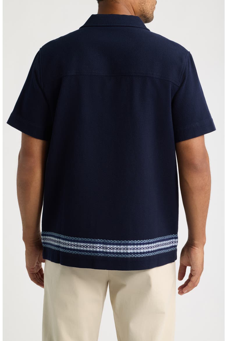 Vireo Embroidered Cotton Piqué Camp Shirt, Alternate, color, NAVY-12