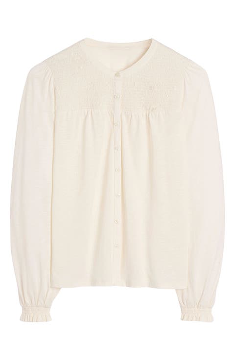 Elsa Shirred Yoke Jersey Shirt