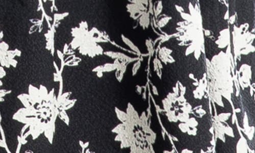 Max Studio Floral Short Sleeve Tiered Maxi Dress In Blk/ivry Slhtt Vine