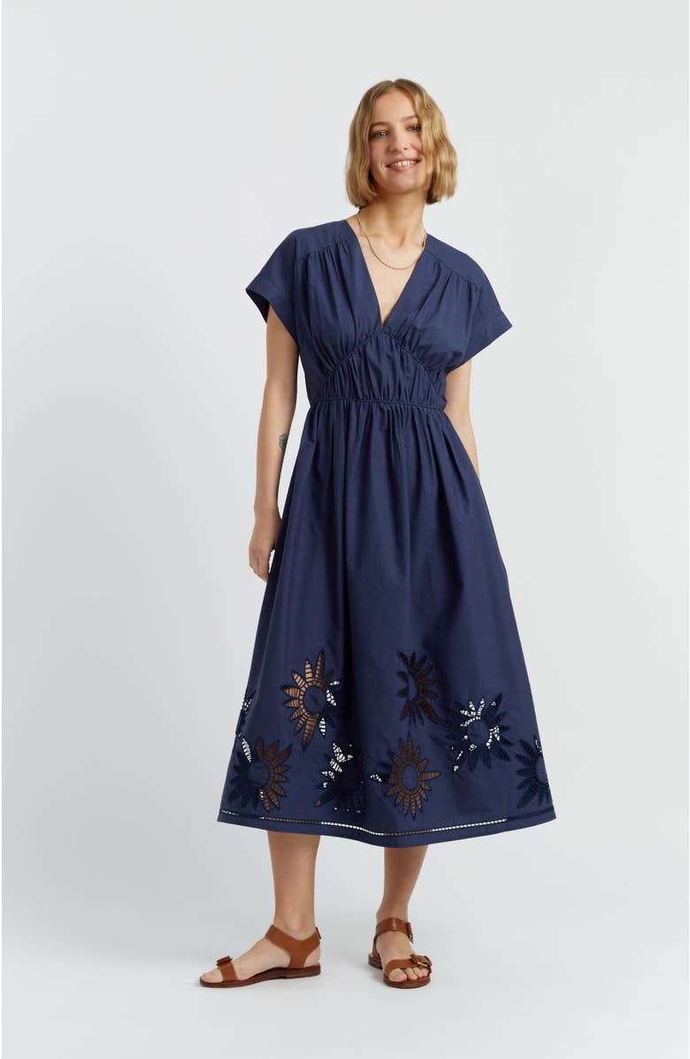 Chinti & Parker Broderie Dress, Main, color, Navy