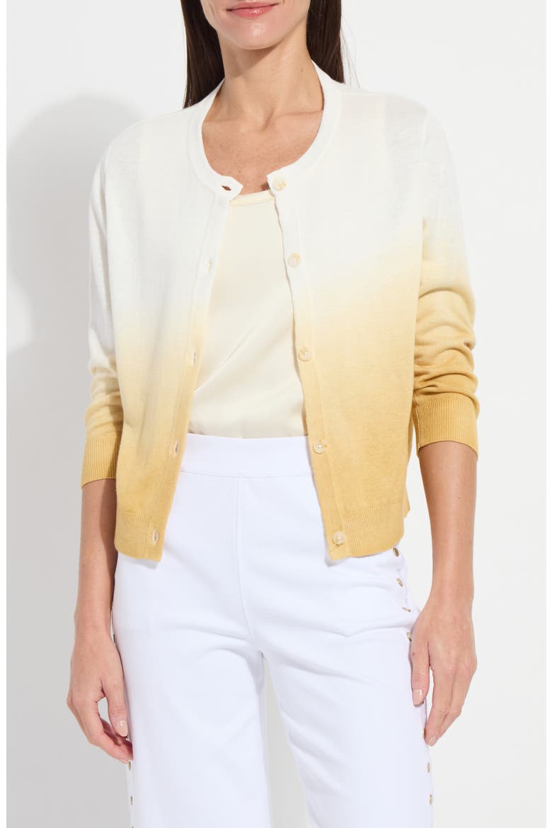 Reign Ombré Linen Blend Cardigan, Main, color, DIP DYE DARK GOLD