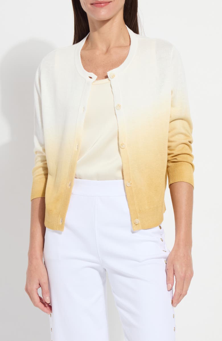 Lysse Reign Ombré Linen Blend Cardigan, Main, color, Dip Dye Dark Gold