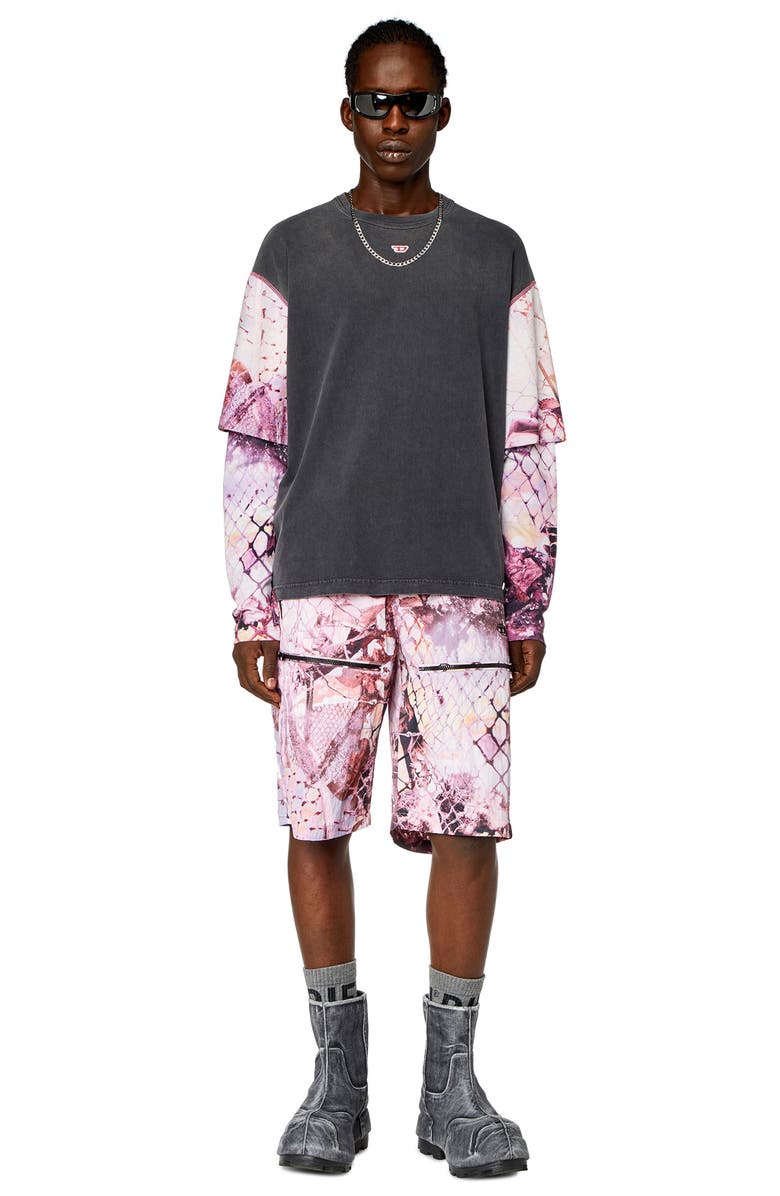 DIESEL<sup>®</sup> Layered Sleeve T-Shirt, Alternate, color,