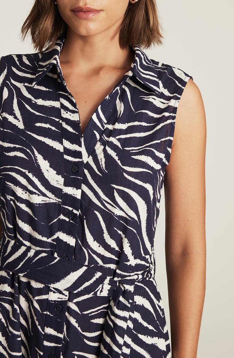 Mavi Jeans Sleeveless Tie Belt Midi Shirtdress, Alternate, color, 