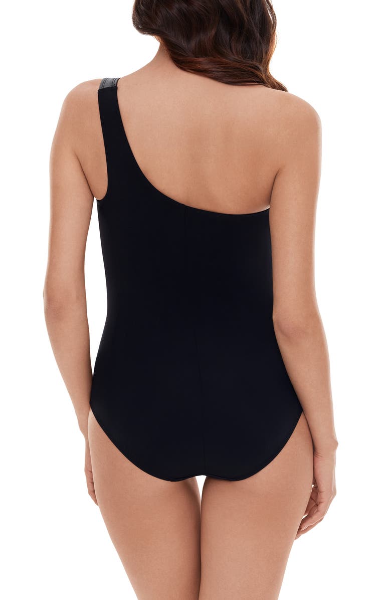 Magicsuit<sup>®</sup> Motochic Lita Faux Leather Trim One-Shoulder One-Piece Swimsuit, Alternate, color, 