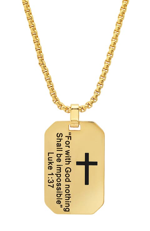 Men's 18K Gold Plated Stainless Steel Luke 1:37 Dog Tag Pendant Necklace