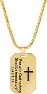 HMY JEWELRY Men's 18K Gold Plated Stainless Steel Luke 1:37 Dog Tag Pendant Necklace