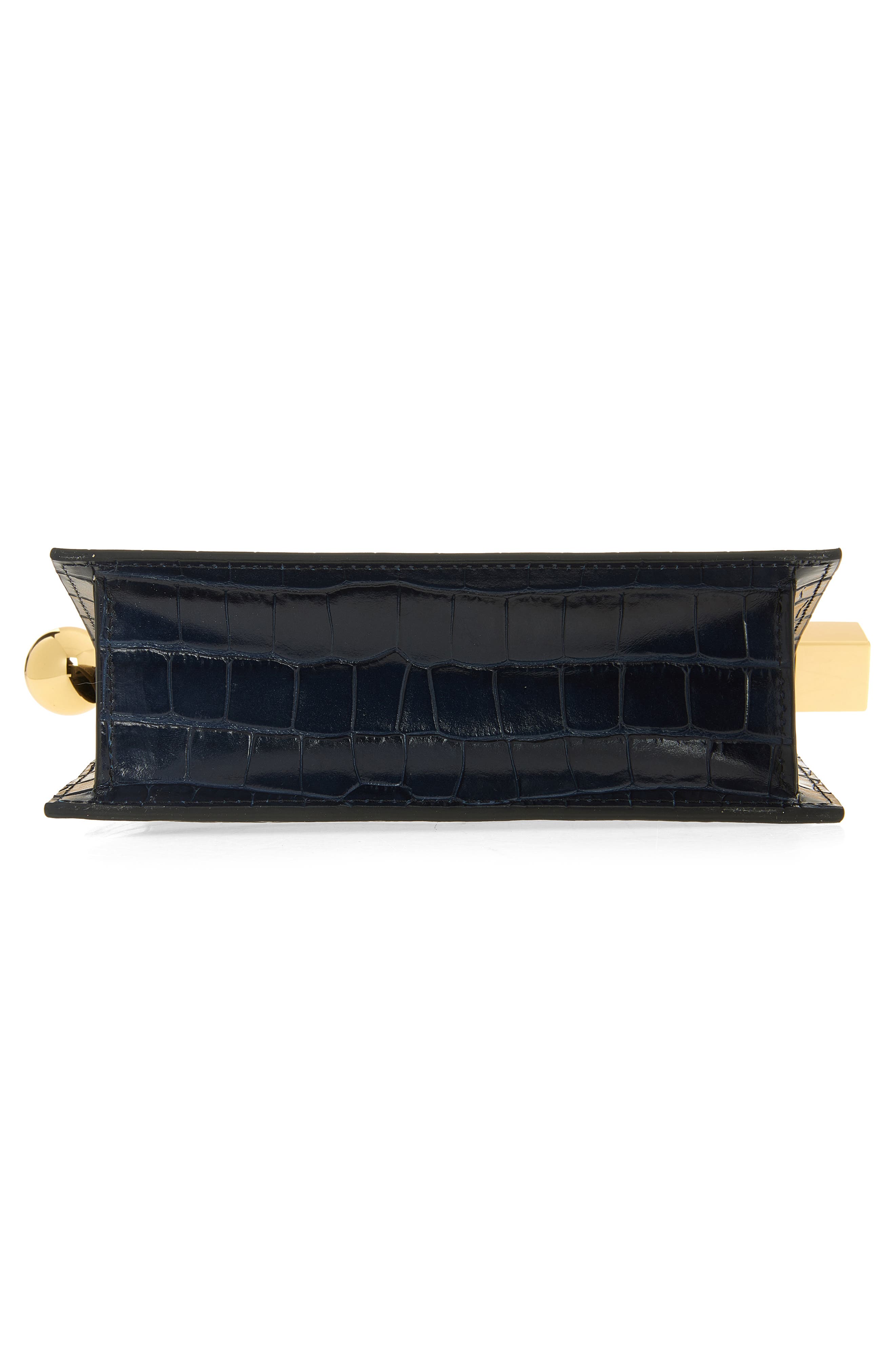 Jacquemus La Pochette Rond Carré Croc Embossed Leather Clutch, Alternate, color, Dark Navy 390