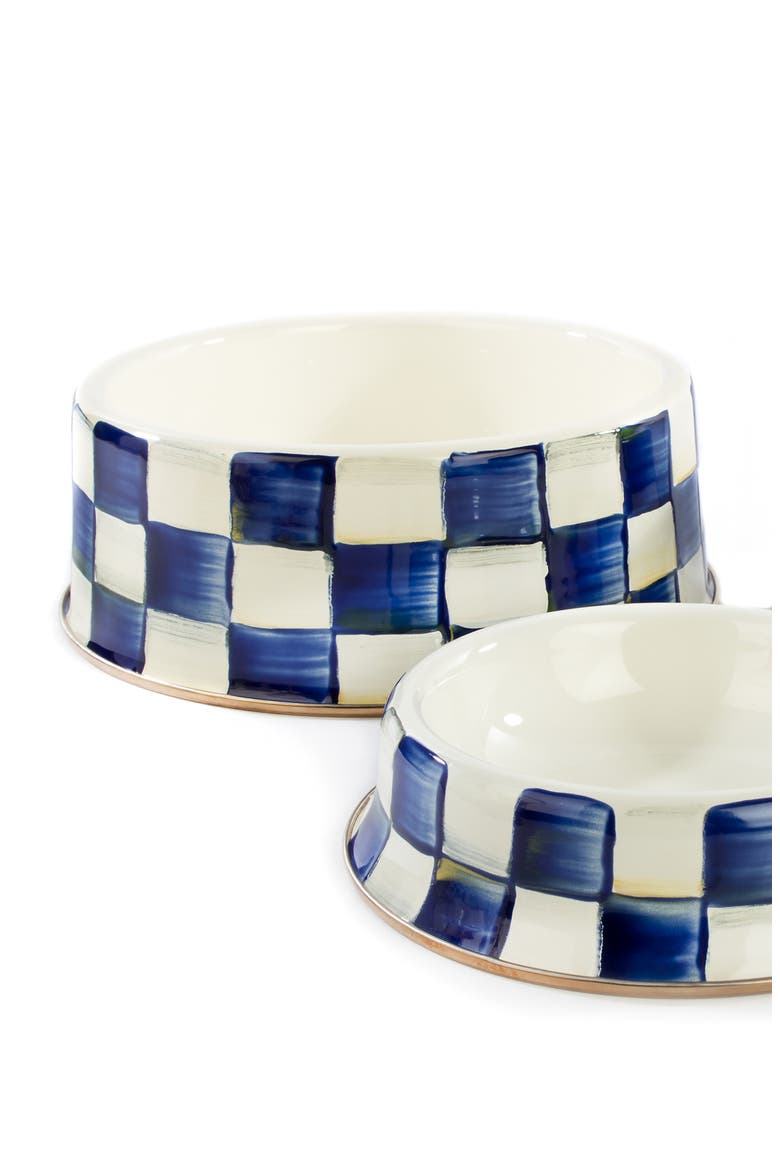 Large Royal Check Pet Dish, Alternate, color, ROYAL