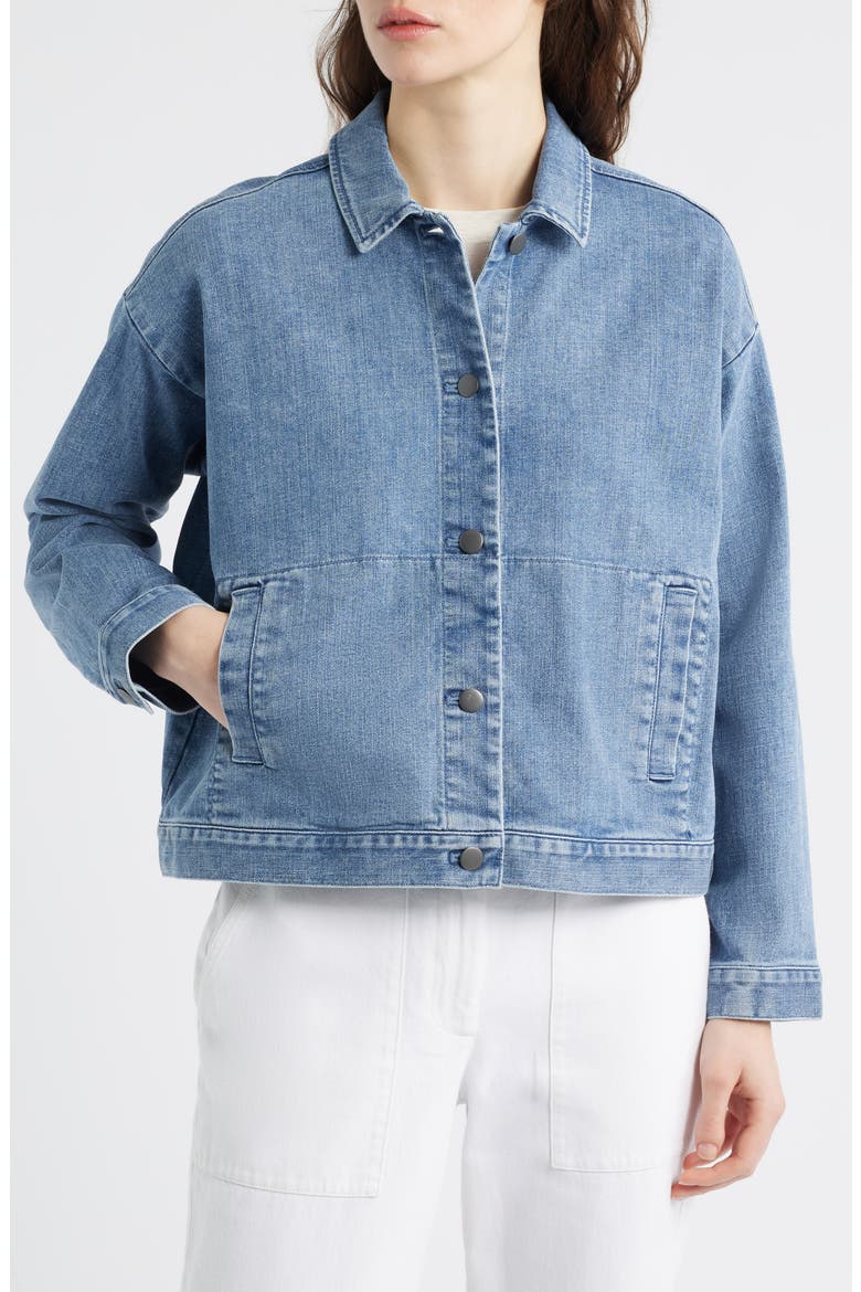 Classic Collar Organic Blend Denim Jacket, Alternate, color, CLASSIC INDIGO