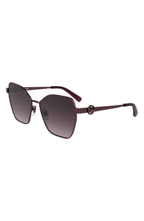 Longchamp 58mm Gradient Square Sunglasses In Burgundy