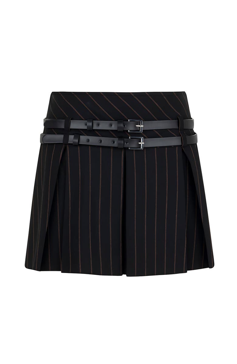Nocturne Double Belted Pleated Mini Skirt, Alternate, color, 