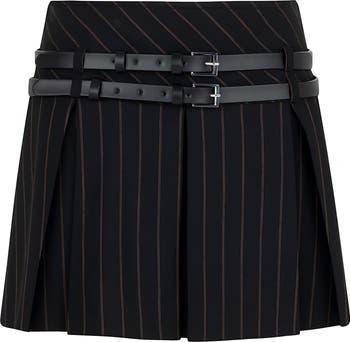 Nocturne Double Belted Pleated Mini Skirt | Nordstrom