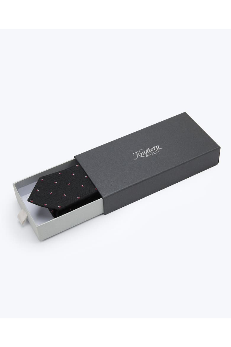 Twin Bows Silk Jacquard Tie, Alternate, color, Black