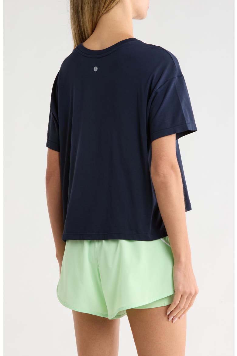 Seamless Echo High-Low Crop T-Shirt, Alternate, color, NAVAL BLUE/ CELEDON