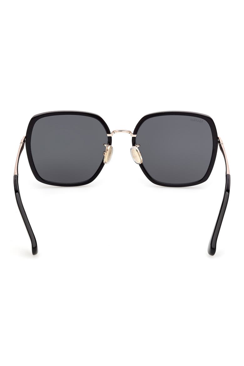 57mm Square Sunglasses, Alternate, color, SHINY BLACK / SMOKE