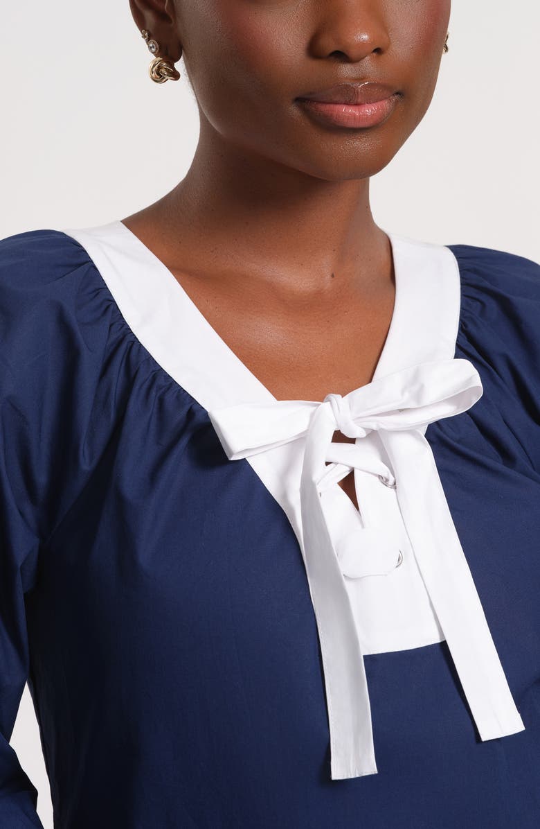 Isaac Mizrahi New York Long Sleeve Ruffle Hem Dress, Alternate, color, 