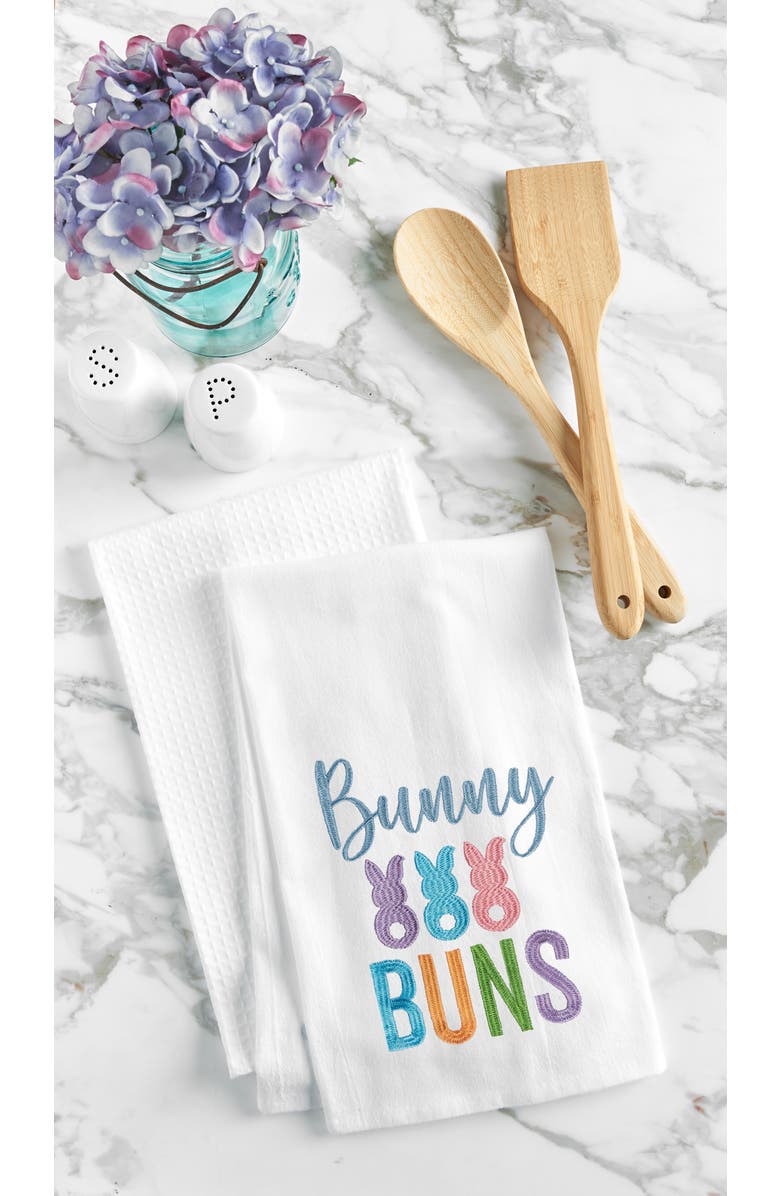 C&F Home "Bunny Buns" Easter Rabbit Spring Theme Kitchen Dishtowel, Alternate, color, White