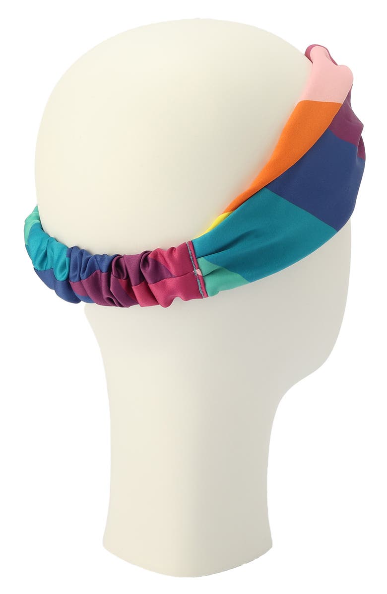 Kurt Geiger London Rainbow Stripe Knotted Satin Headband, Alternate, color, 