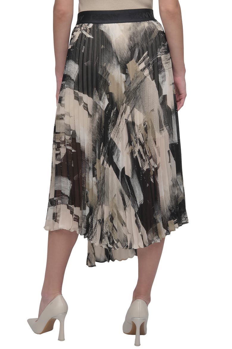Print Pleated Asymmetric Midi Skirt, Alternate, color, GREY
