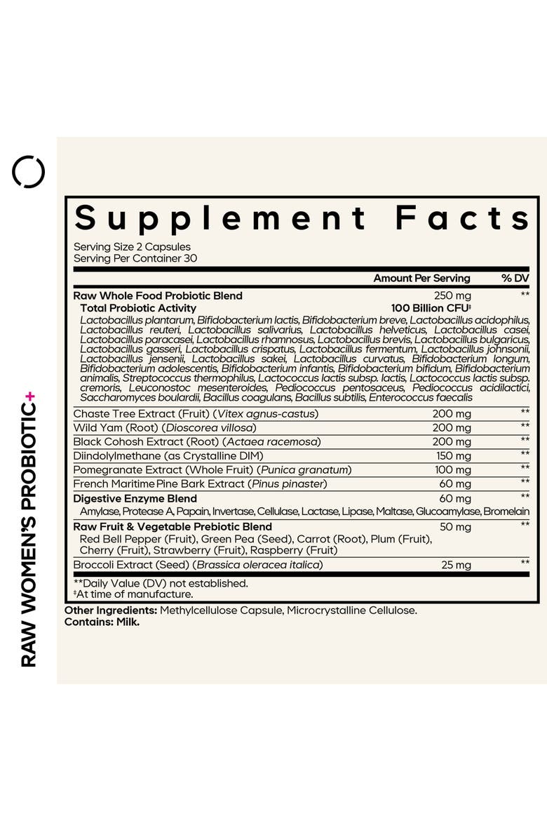 Raw Women's Probiotics + Prebiotics Supplement, Alternate, color, White