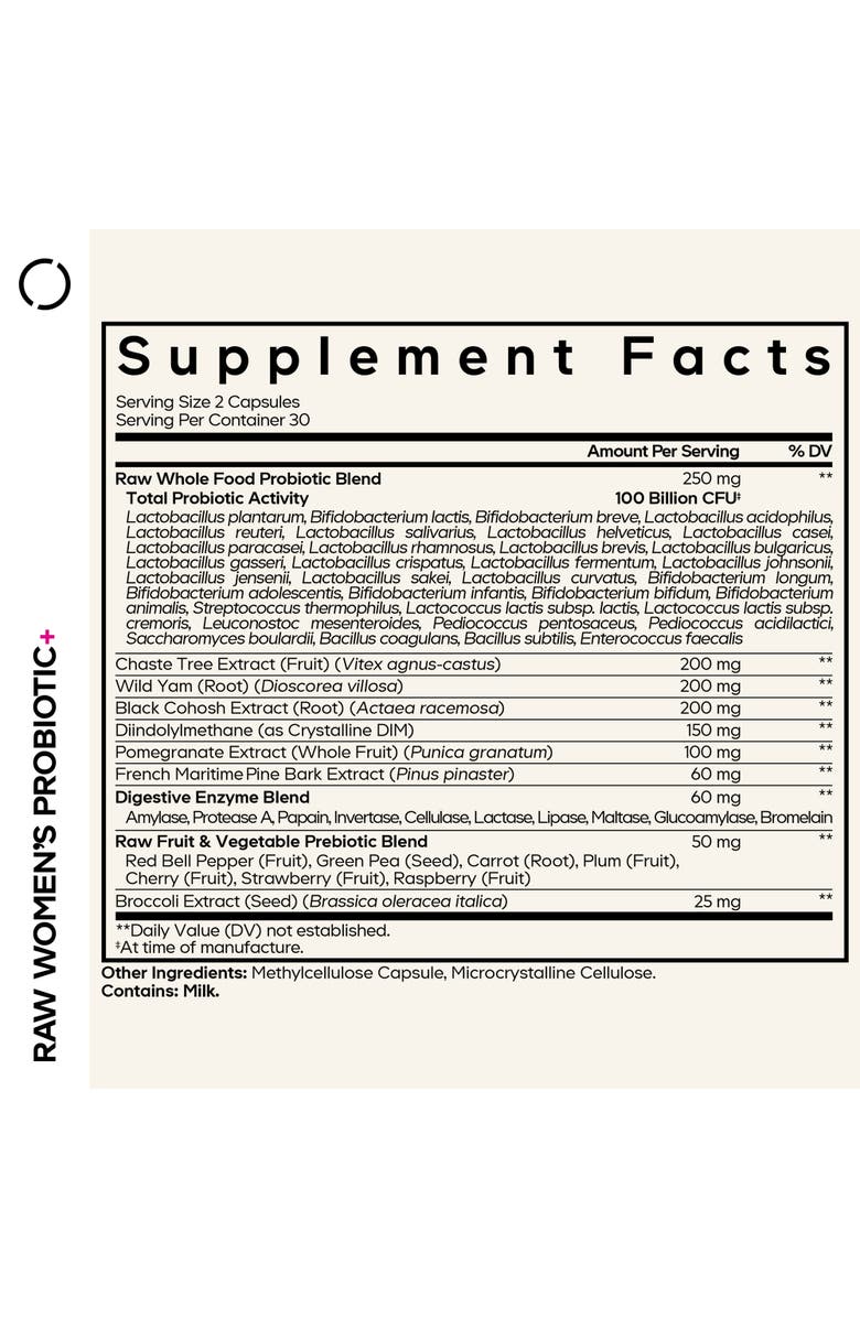 Codeage Raw Women's Probiotics + Prebiotics Supplement, Alternate, color, White