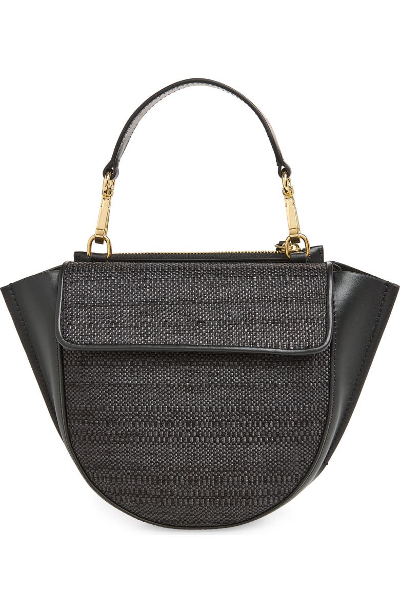 Wandler Mini Hortensia Leather & Raffia Handbag, Main, color, Black Raffia