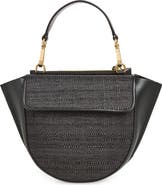 Wandler Mini Hortensia Leather & Raffia Handbag